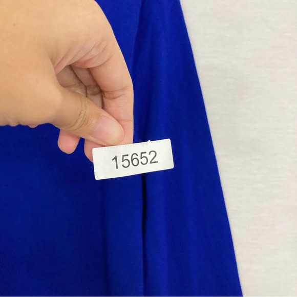 Calvin Klein Blue Black Round Neck Stretch Tight Knit Asymmetric Sweater XL - Picture 9 of 9